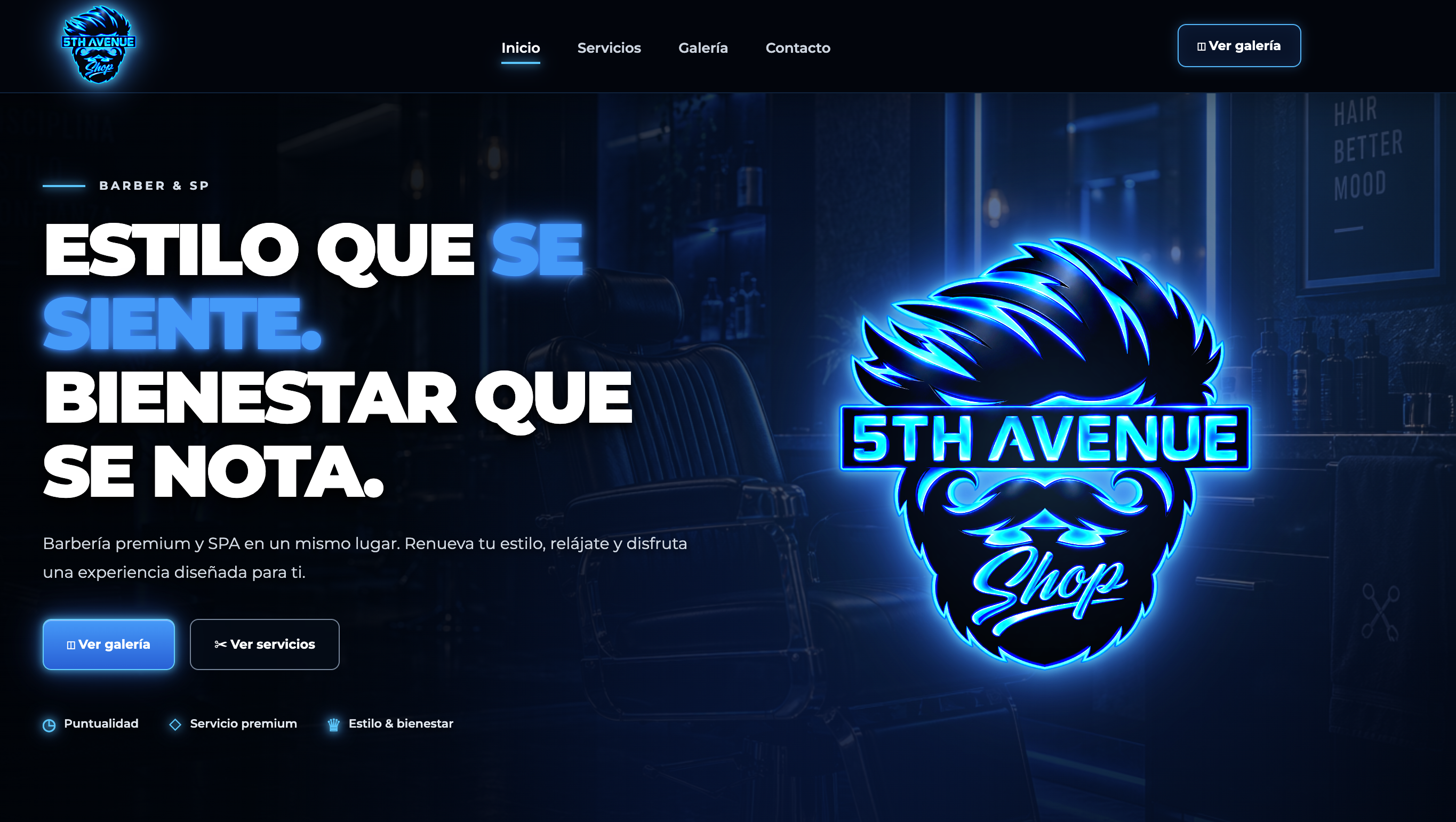 5TH AVENUE Barber & SPA website screenshot