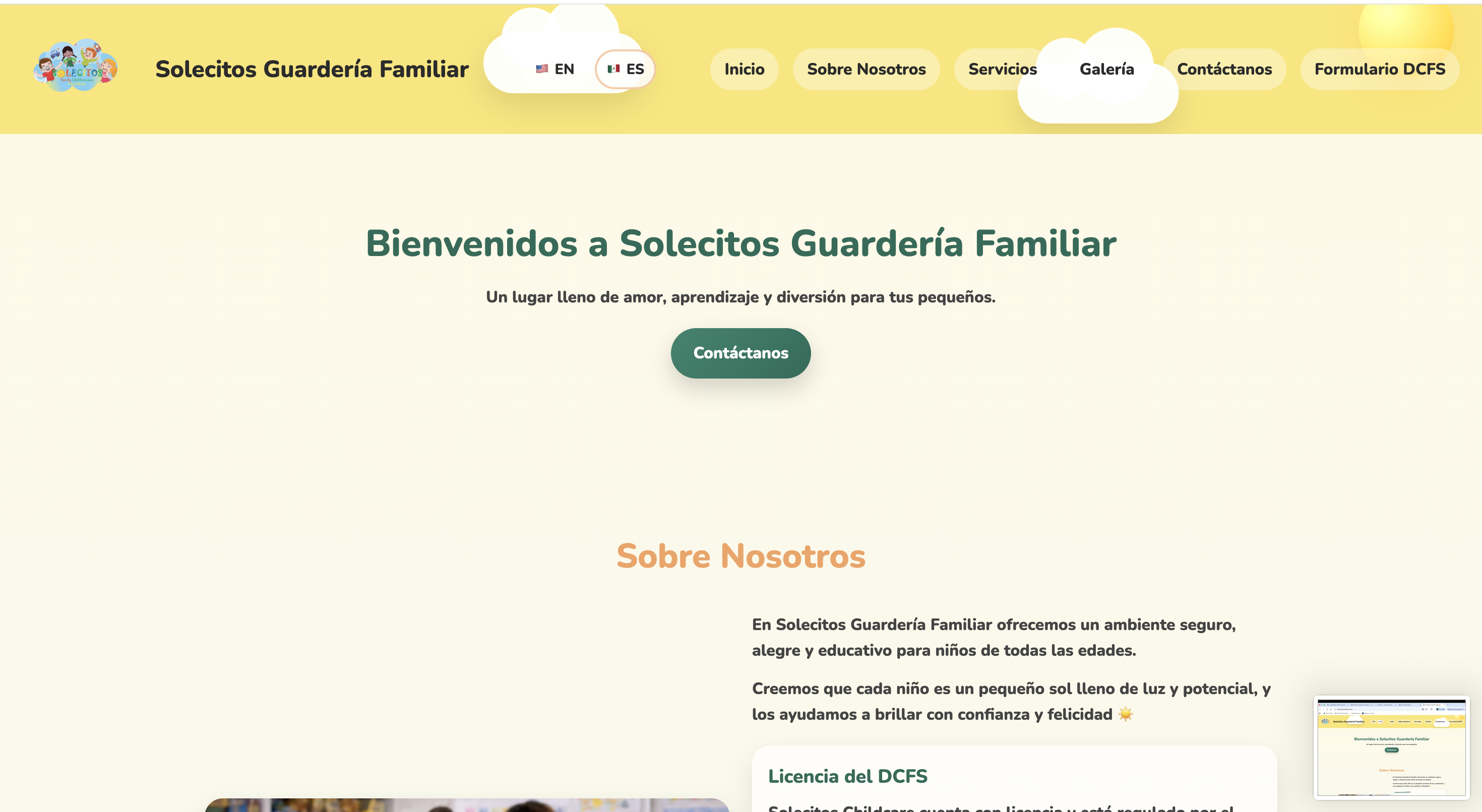 Solecitos Childcare website screenshot